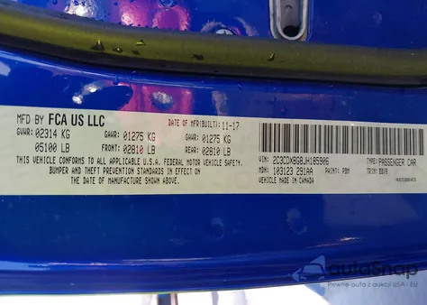 2018 Dodge Charger Sxt Rwd z USA, uszkodzony, nr VIN 2C3CDXBG8JH185906